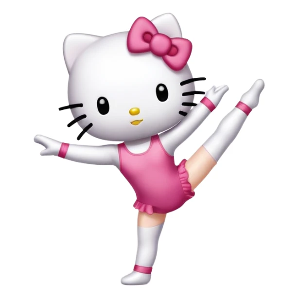 Hello Kitty in a leotard doing a gymnastics walkover sticker