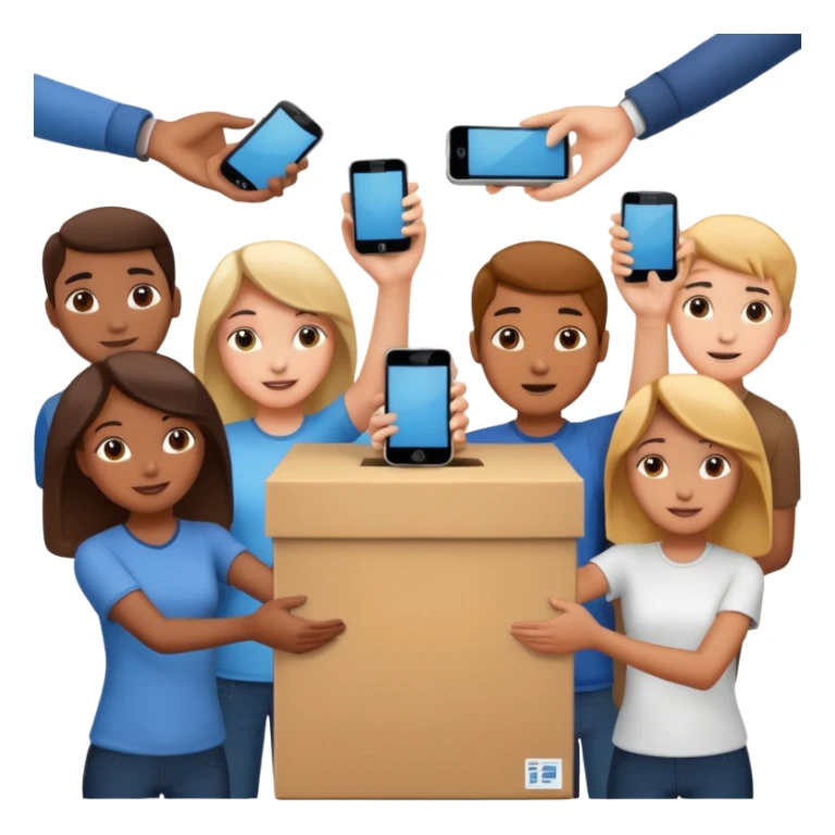 Students handing over their phones to a box sticker