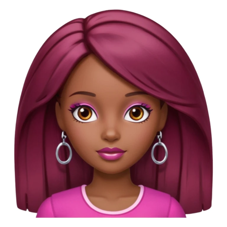 black barbie with brown hair with burgundy highlights  sticker