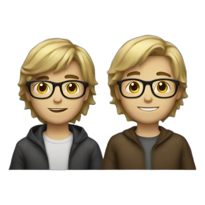 white blond and brown hair with glasses boy sticker