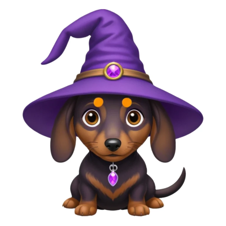 Dachshund dog wear purple wicth hat sticker