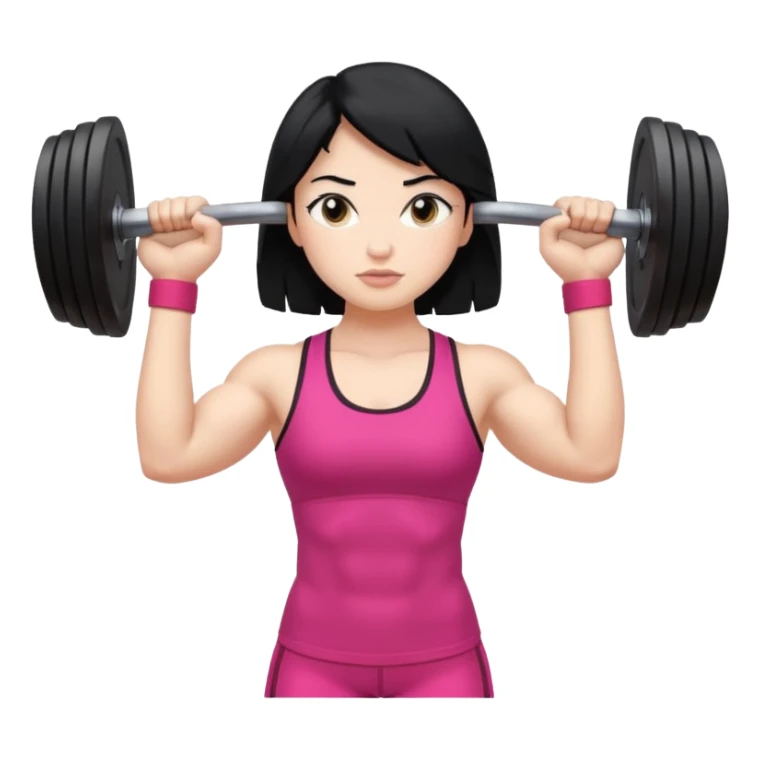 Weightlifting girl with black hair sticker