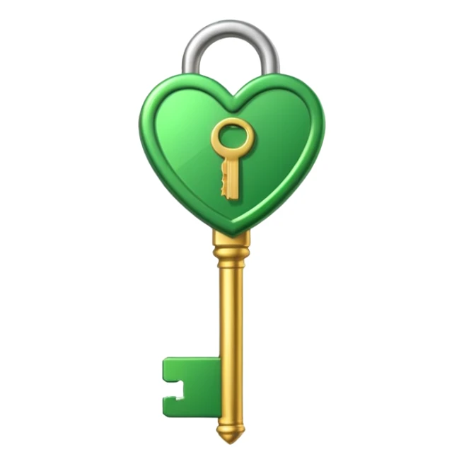3D emoji, golden key, green check mark, professional style, white background. sticker