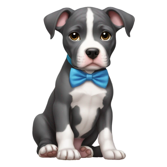 Blue pitbull puppy with bow tie sticker