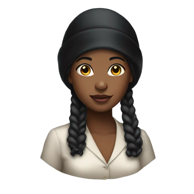 black girl wearing a black satin hair bonnet sticker