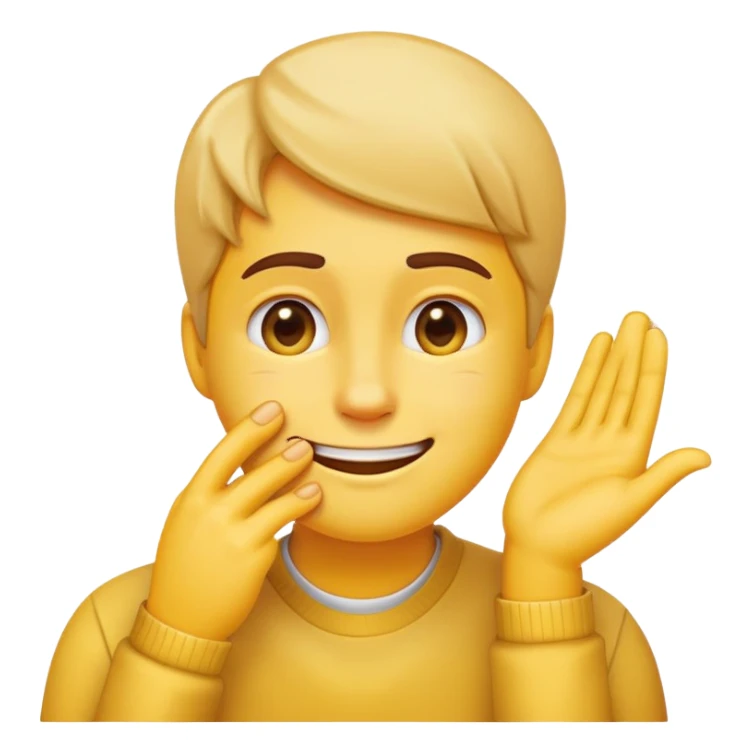  embarrassed: it's smiling awkwardly, scratching its temple with one hand, and looking away to the side. the style matches the soft, glossy look of Apple's classic yellow emojis. sticker