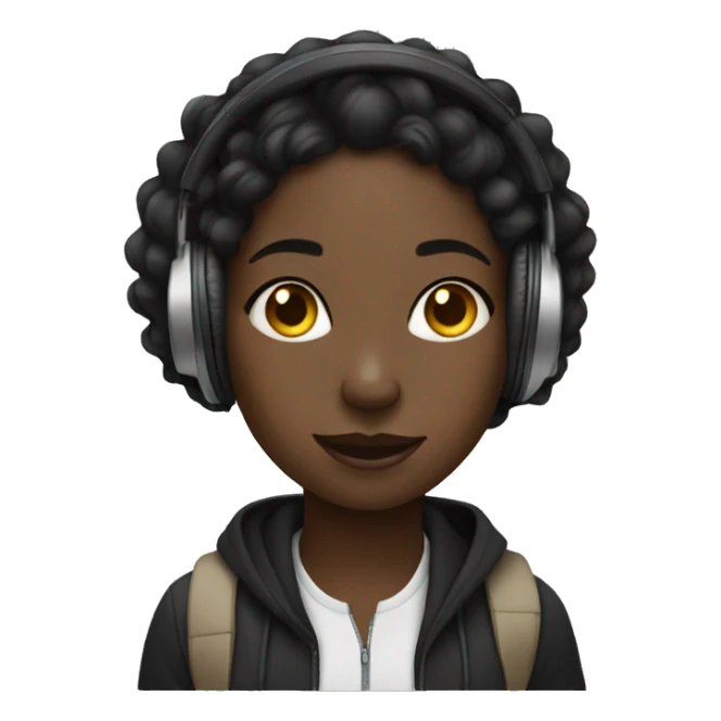 black girl listening to music sticker