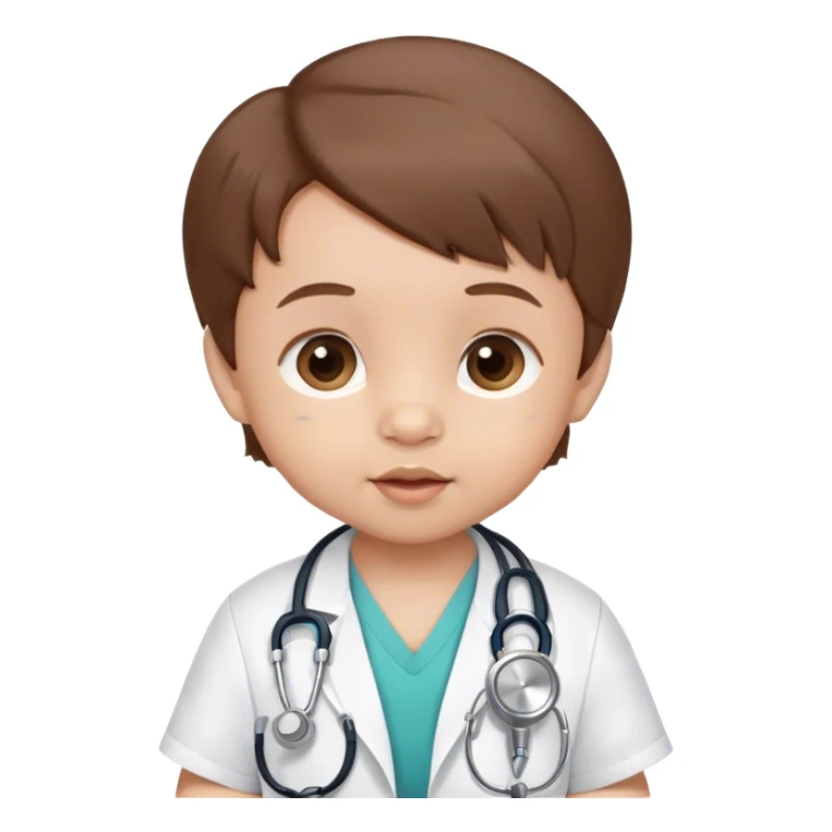 Baby, 6 months, with a stethoscope, brown hair sticker