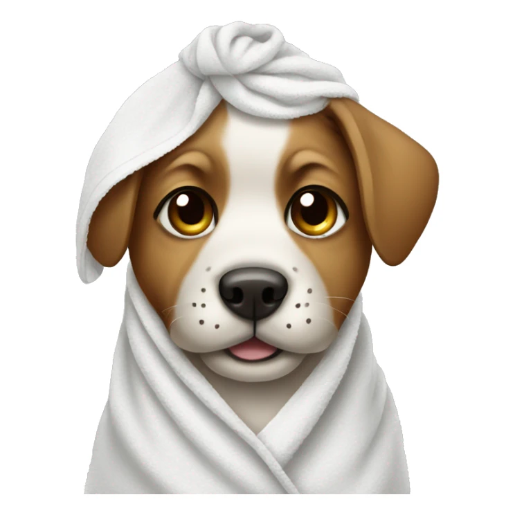 Puppy wearing a face mask and a towel  sticker