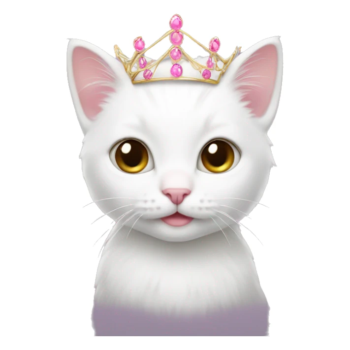 white kitten with a pink tiara  sticker