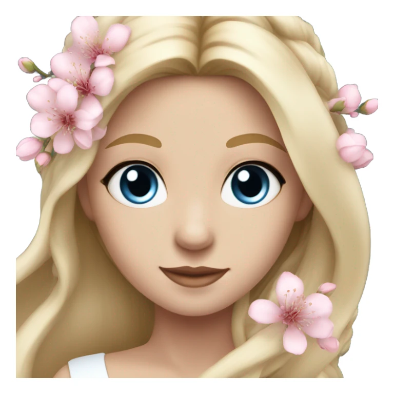 Wedding hair long with sakura beautiful finished blond girl with blue eyes  sticker