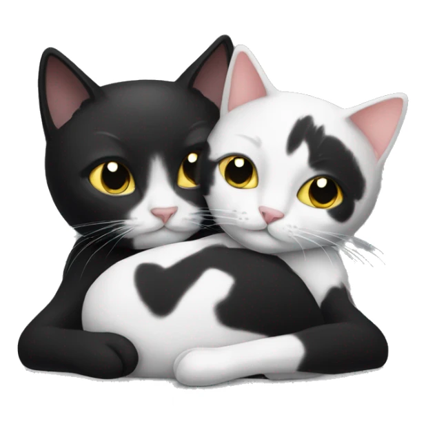 Black cat cuddling with a black and white cat sticker