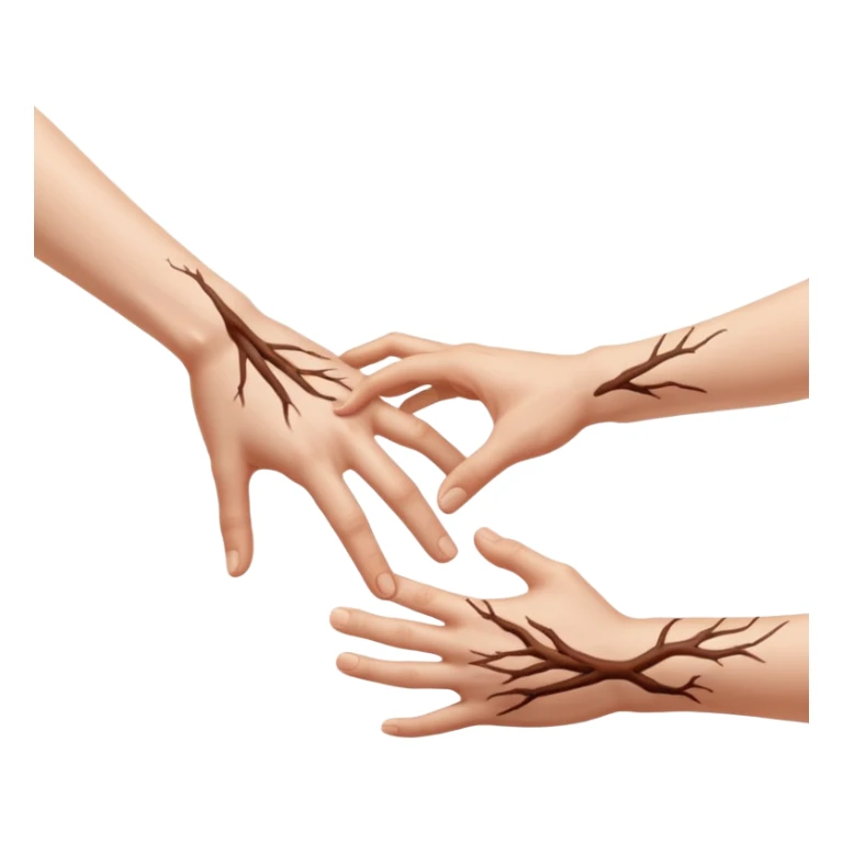 a person's hand is trying to touch another person's leg sticker