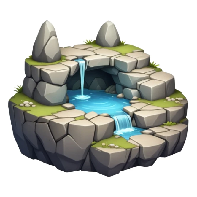 generate realistic detailed cave patform in 3d style sticker