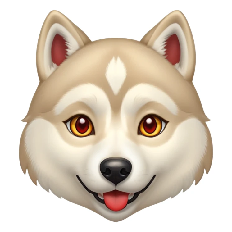 Husky, beige doré avec les yeux en forme de cœur Rouge, comme un emoji sticker