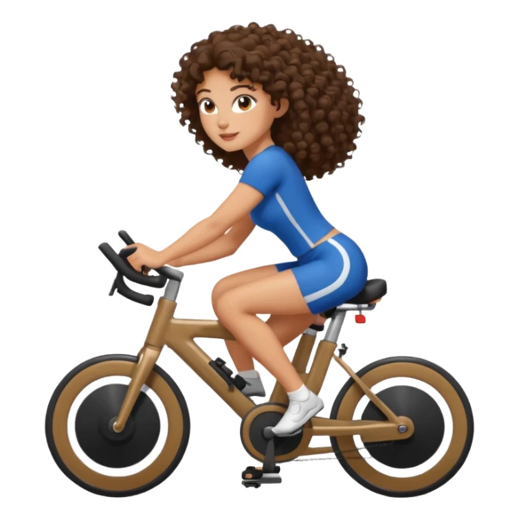 A brunette curly girl doing indoor cycling  sticker
