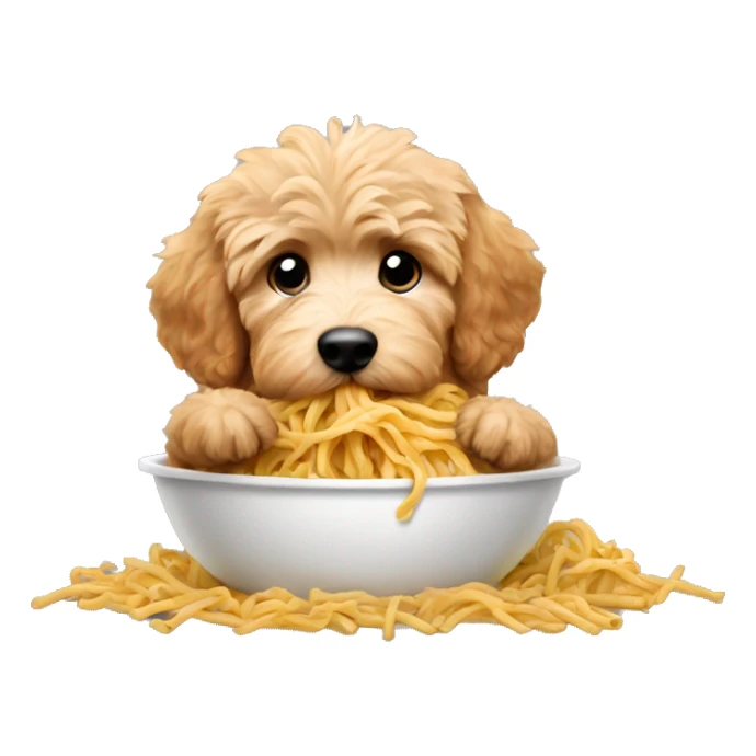 golden doodle puppy eating pasta sticker