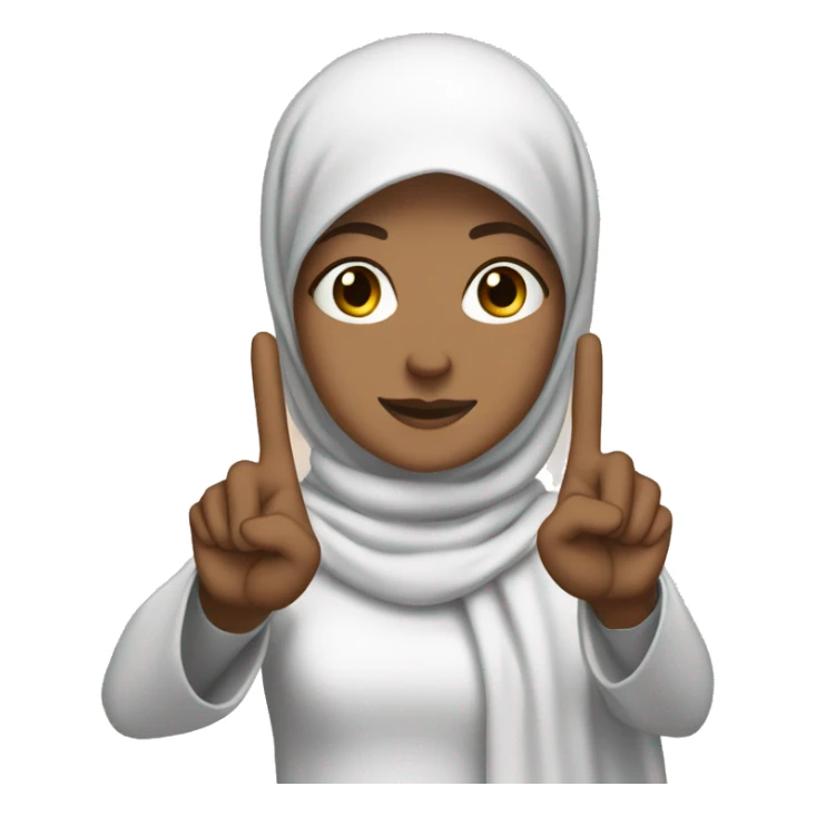 a white girl with hijab doing the peace sign with her hand sticker