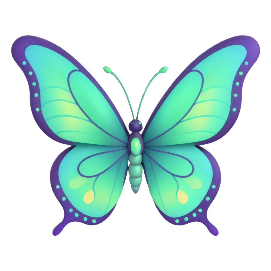 fantasy butterfly with large symmetrical green #c0ff53 wings, glowing softly with gradient highlights, surrounded by magical sparkles and dreamy aura, transparent PNG, 3D cartoon elegant digital fantasy art style sticker