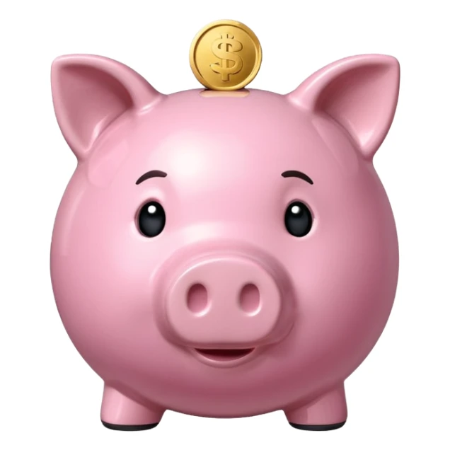 piggy bank with a coin above it sticker
