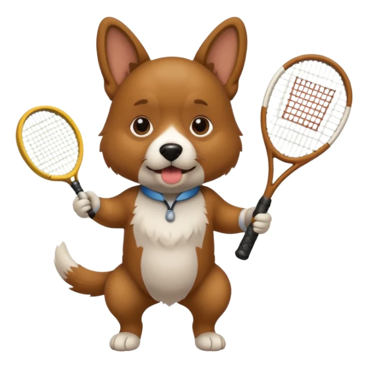 Dog holding tennis racquet sticker
