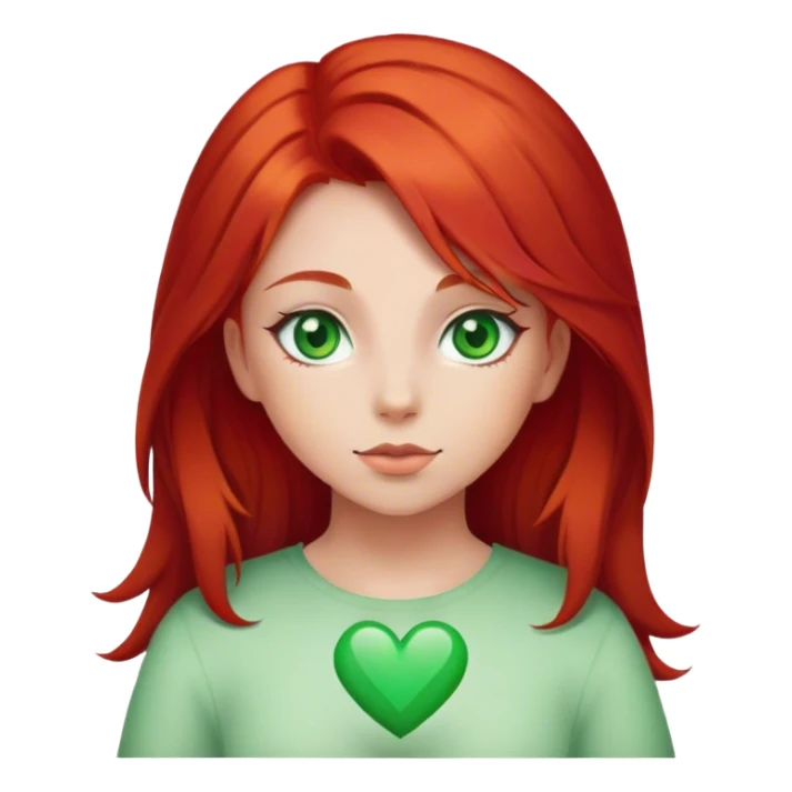 girl with redhead with green eyes with heart  sticker
