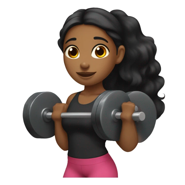 Brown girl with long black hair lifting weights sticker