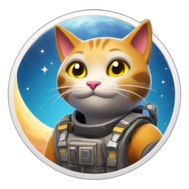 Cat on moon of fortnite sticker