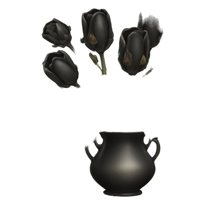 Vintage dead black flowers and pods in vase sticker