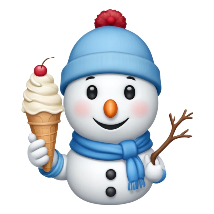 snowmen holding ice cream single snowmen with winter cap sticker