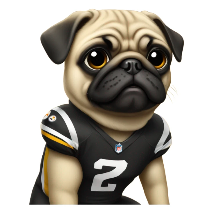 Pug in a Steelers jersey sticker