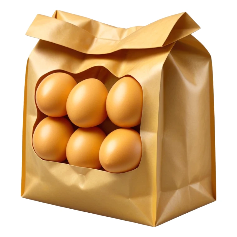 3D rendered mini Hong Kong egg puffs (鸡蛋仔) in paper bag, authentic bubble pattern, vibrant golden color, hyper-realistic texture, glossy finish, detailed individual bubbles, traditional street food presentation sticker