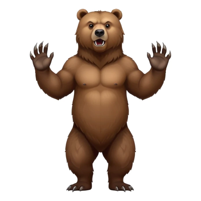 Intimidating brown grizzly bear standing on hind legs, showing claws and fierce expression sticker