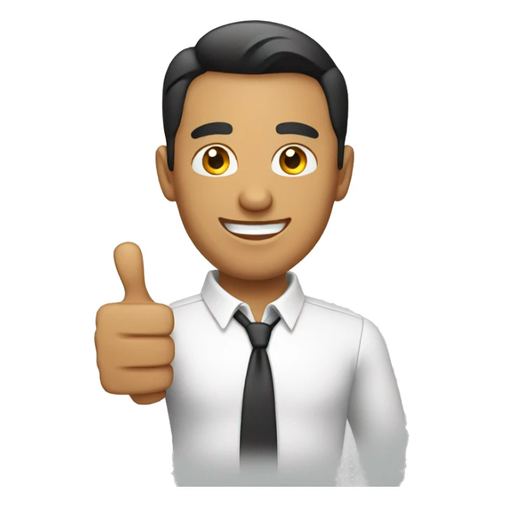 latin man with white shirt with thumbs up sticker