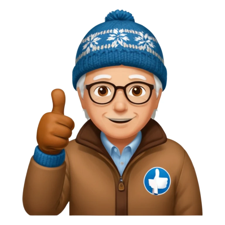 thumbs up in bernie sanders brown mitten sticker