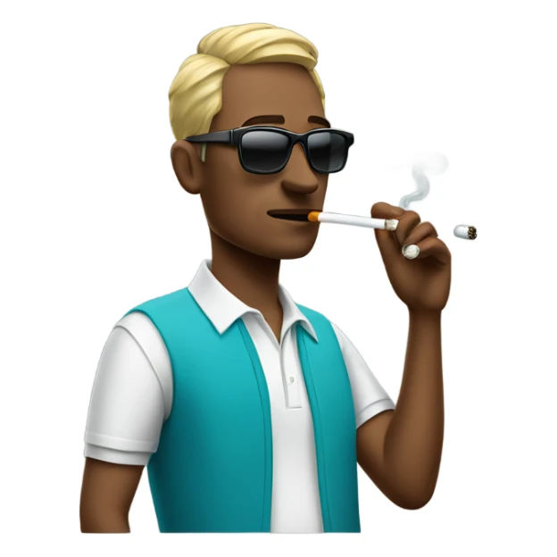 Golfer smoking cigarette with sunglasses on sticker
