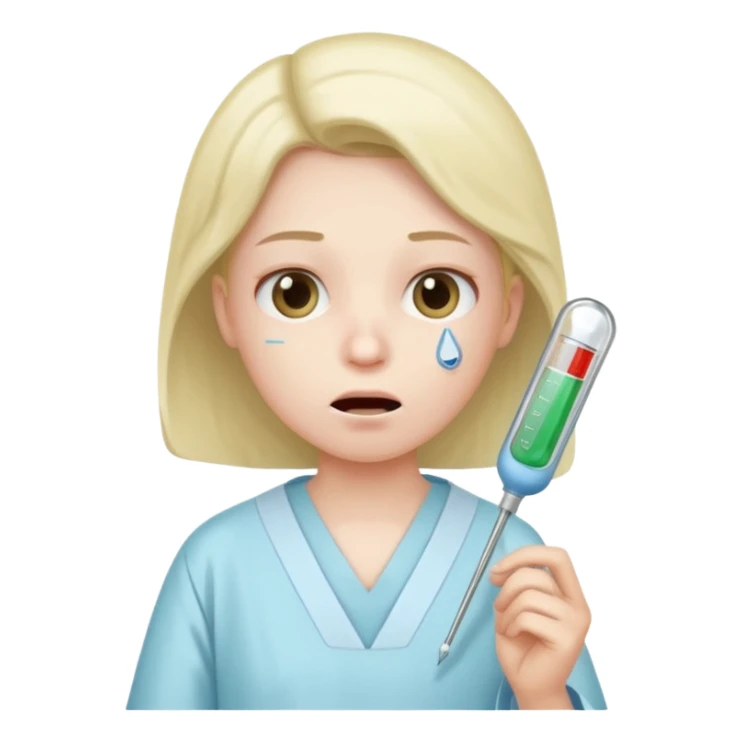 persona enferma con un termometro en la boca  sticker