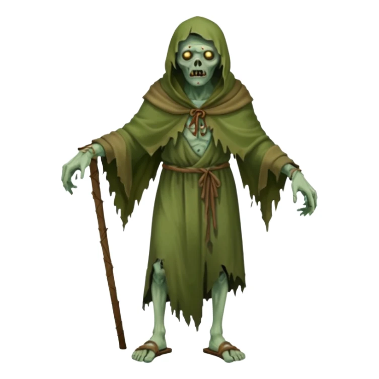 fullbody zombie leper with ancient sandals and ragged cloak sticker