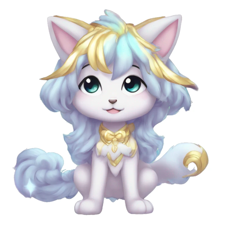 Cute Kawaii Chibi Anthro Sona Colorful Ethereal Pretty see Godly Celestial Shiny Fakemon Full Body sticker