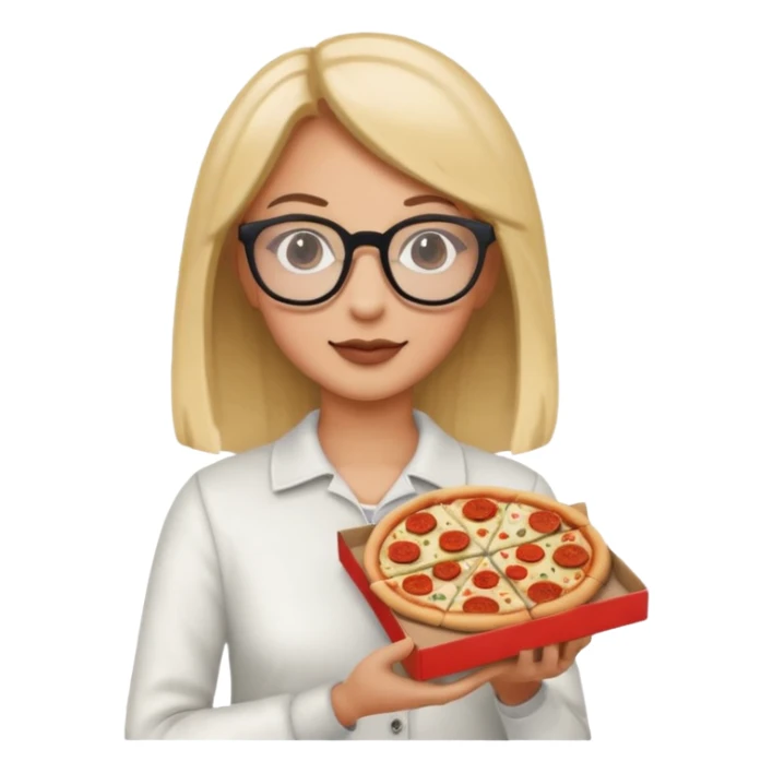 pizza take-out with glassess and long lashes sticker