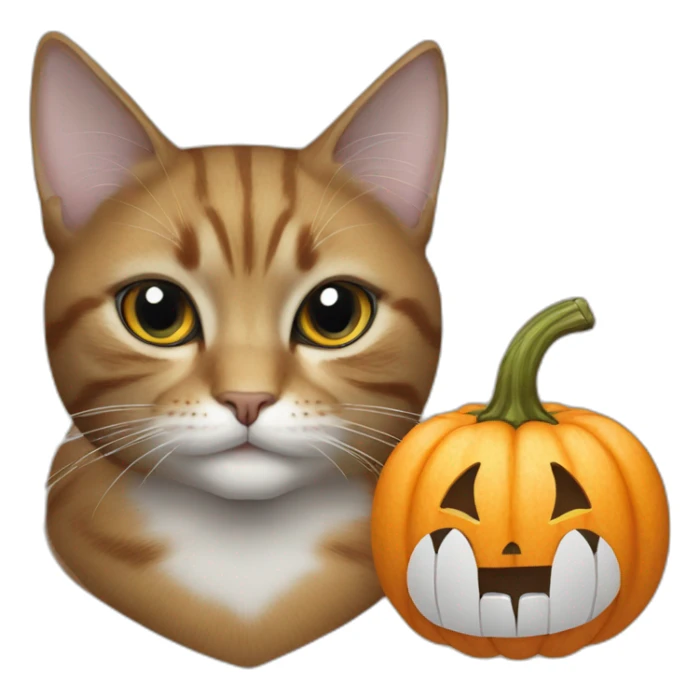 cat whit a nife and a pumpkin sticker