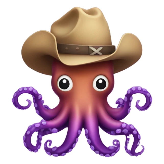 Purple octopus wearing a cowboy hat  sticker
