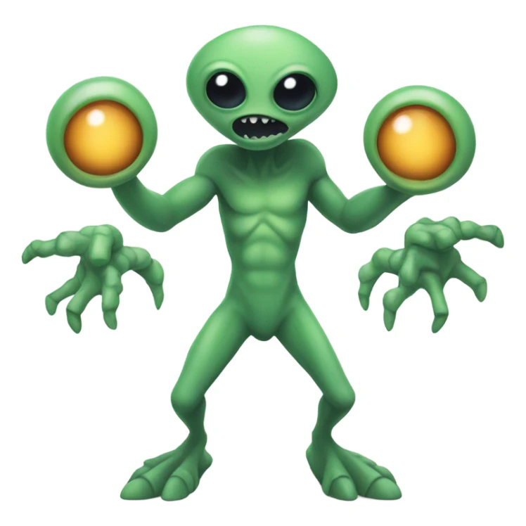An alien with 6 arms and 5 eyes and 3 tails  sticker