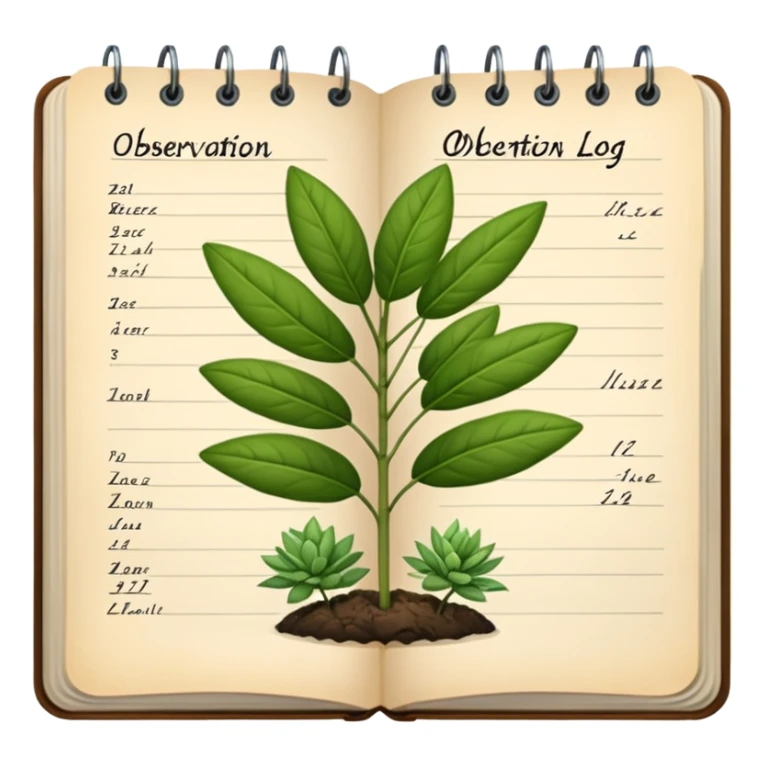 observation log with plant records. Transparent background sticker