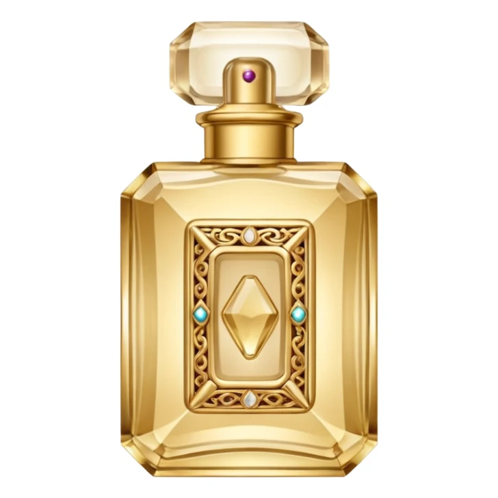beige luxury perfume covered in jewelry sticker