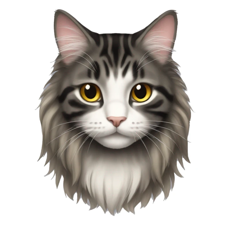 a long haired tabby full body and black cat sticker