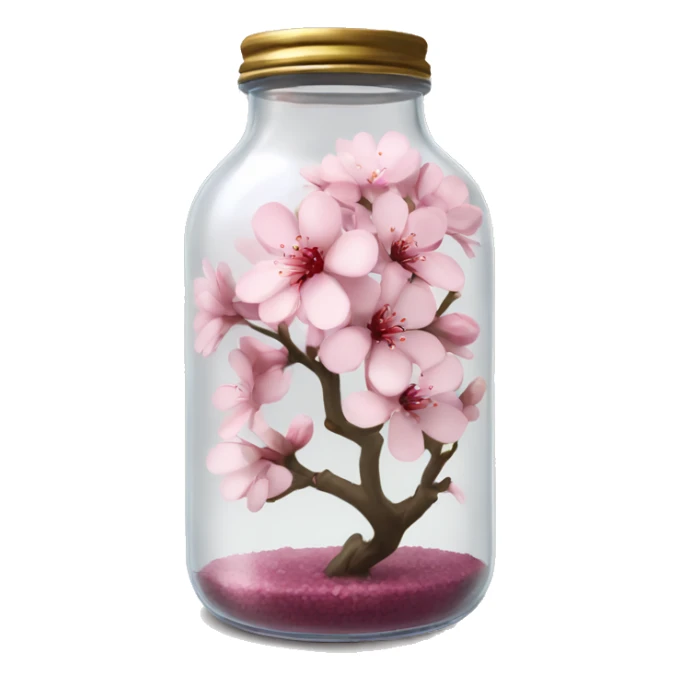 Realistic sakura flower in a transparent jar vase sticker