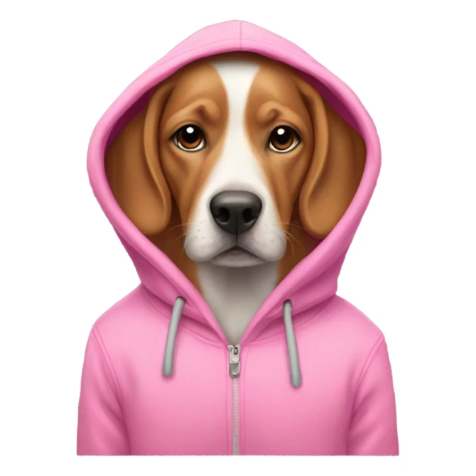 dog wearing pink hoodie sticker