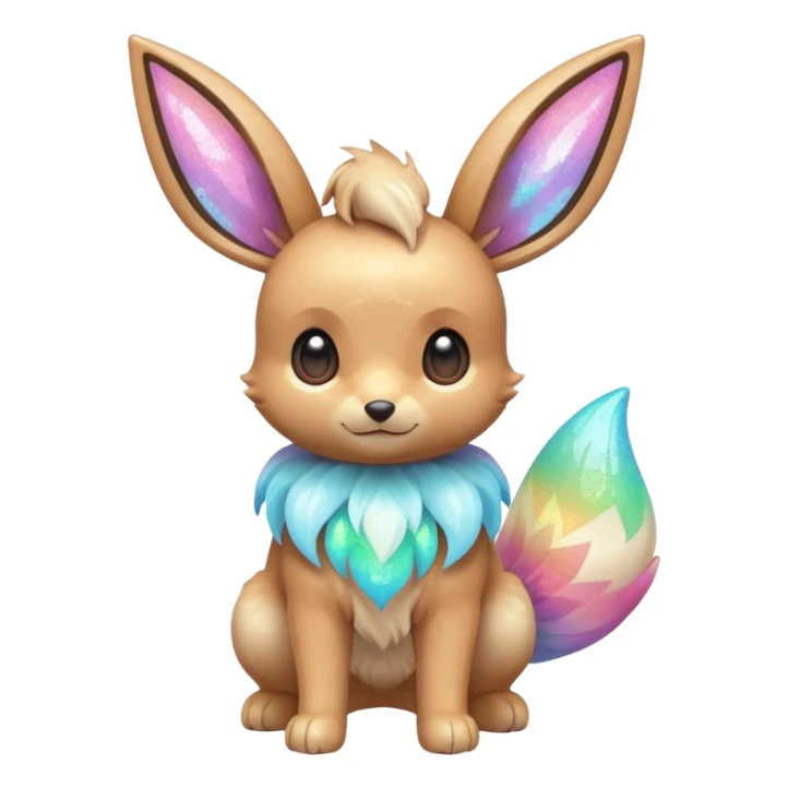Kawaii Shiny Colorful Pastel Iridescent Glittery Eevee Full Body sticker