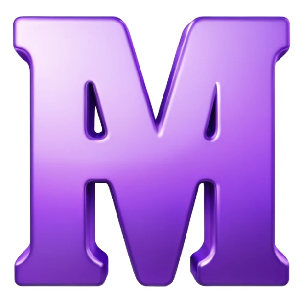 3D text that spells "me" in a shiny purple font  sticker